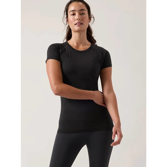 Athleta Tops - Athleta Womens Crew Neck Short Sleeve Momentum Seamless Active Tee Black Medium